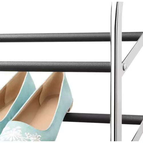 Tour de chaussures à 10 niveaux argentée : étagère à chaussures autoportante pour placard, peut contenir 50 paires, cadre en fer et plastique, hauteur de 151 cm