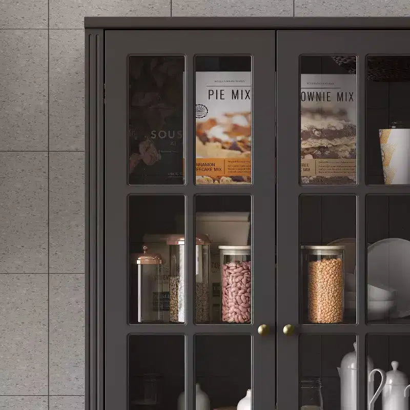 31.5''L Meuble de rangement en bois avec portes vitrées pour garde-manger