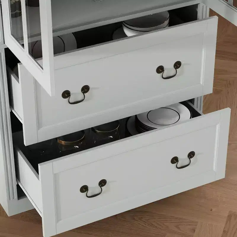 31.5''L Meuble de rangement en bois avec portes vitrées pour garde-manger