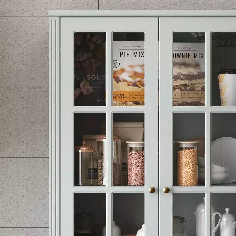 31.5''L Meuble de rangement en bois avec portes vitrées pour garde-manger