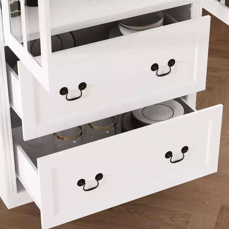 31.5''L Meuble de rangement en bois avec portes vitrées pour garde-manger