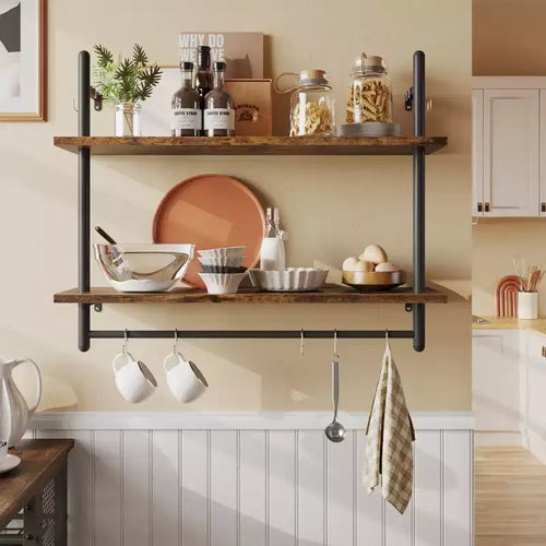 2-Tier Wall-Mounted Bookshelf Plant Stand Shelf Baker's Racks