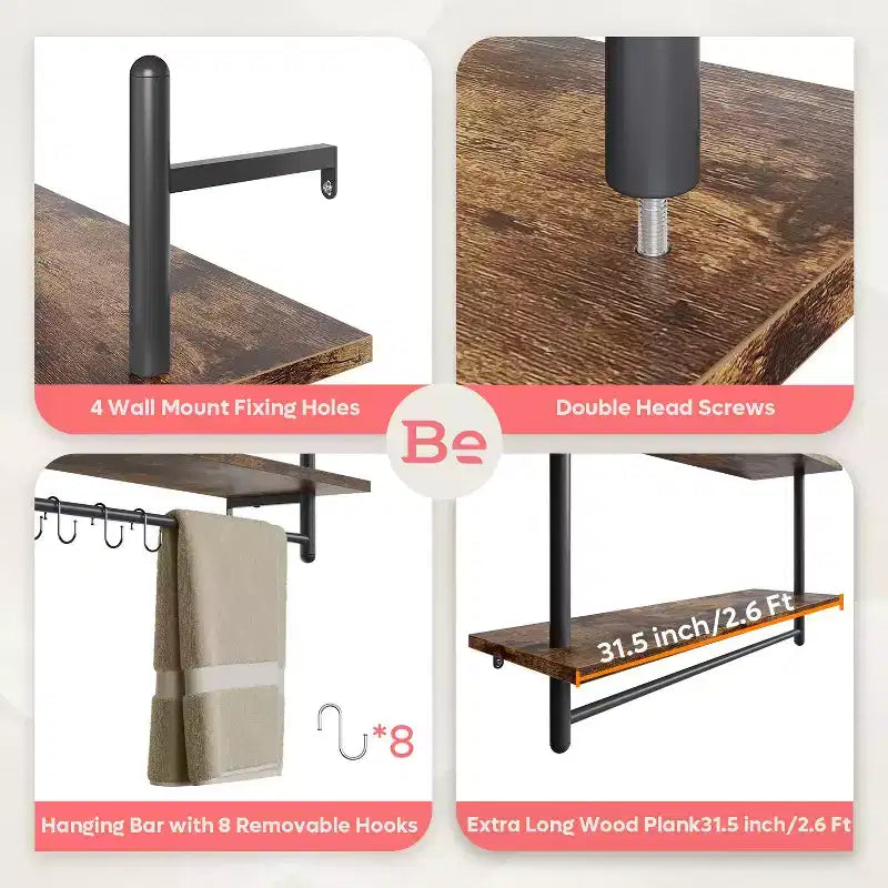 Étagère murale à 2 niveaux pour livres, plantes, boulangerie