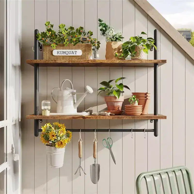Étagère murale à 2 niveaux pour livres, plantes, boulangerie