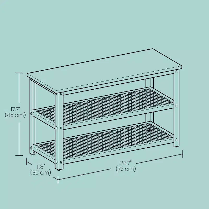 Banc à chaussures 3 niveaux style industriel chic avec étagères en maille métallique - Rangement et assise élégants pour l'entrée