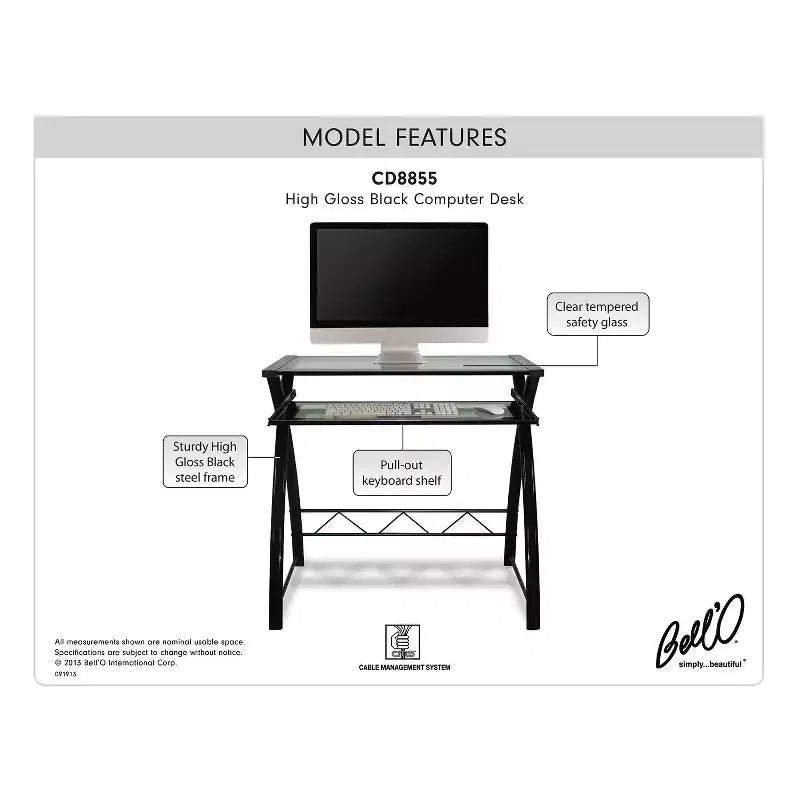 Bureau informatique - Finition élégante noir laqué