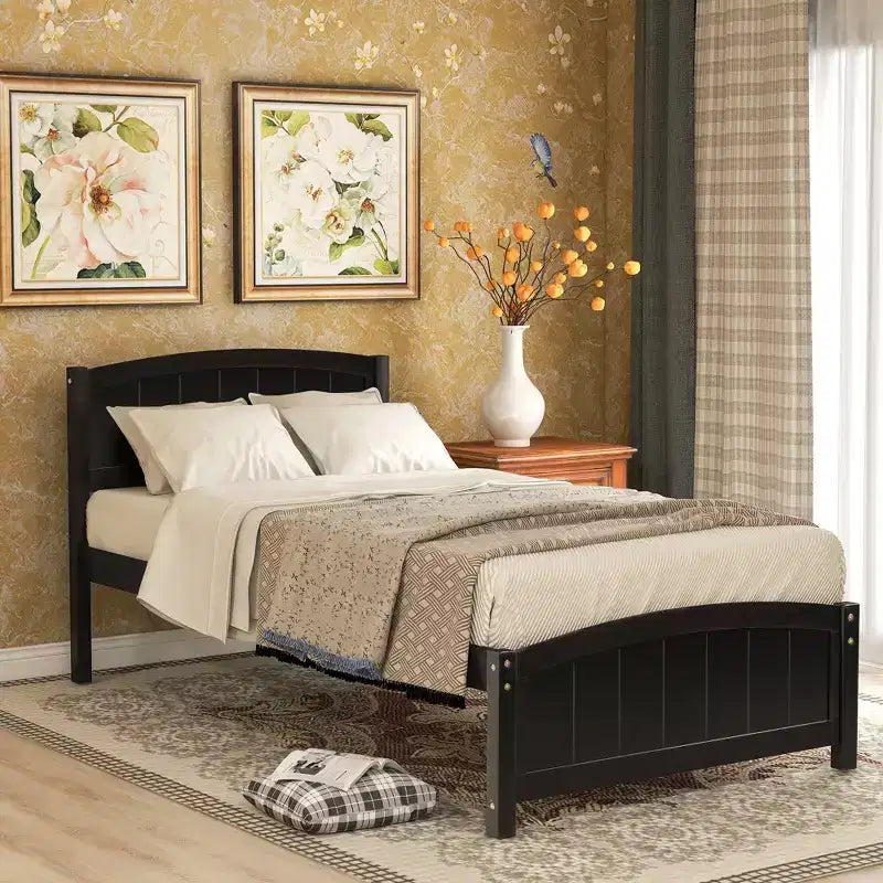 Whisen Twin Size Platform Bed with Sturdy Pinewood Frame and Legs