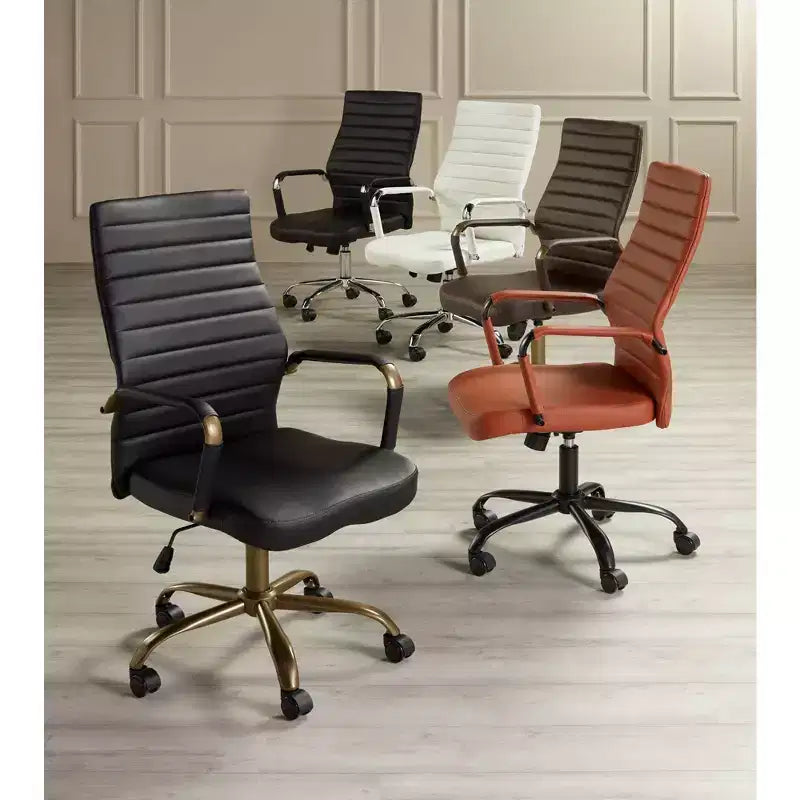Chaise de bureau réglable en similicuir noir
