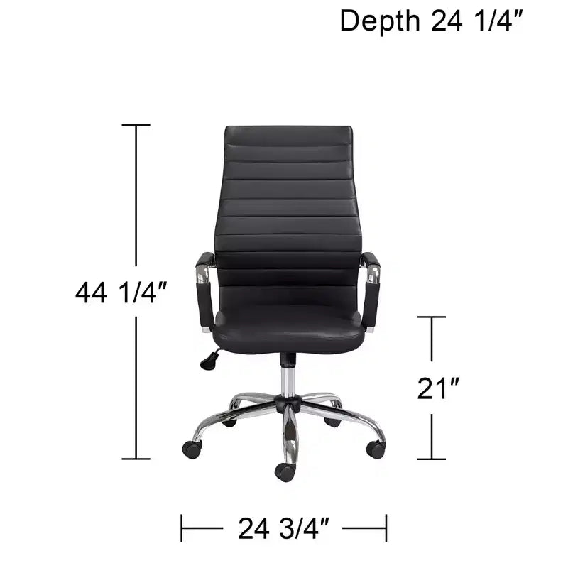 Chaise de bureau réglable en similicuir noir