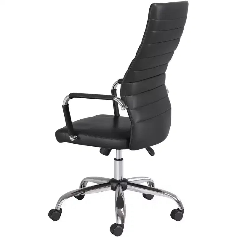 Chaise de bureau réglable en similicuir noir