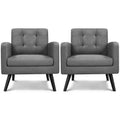 Yaheetech Set of 2 Mid Century Tufted Back Accent Arm Chair with Rubberwood Legs