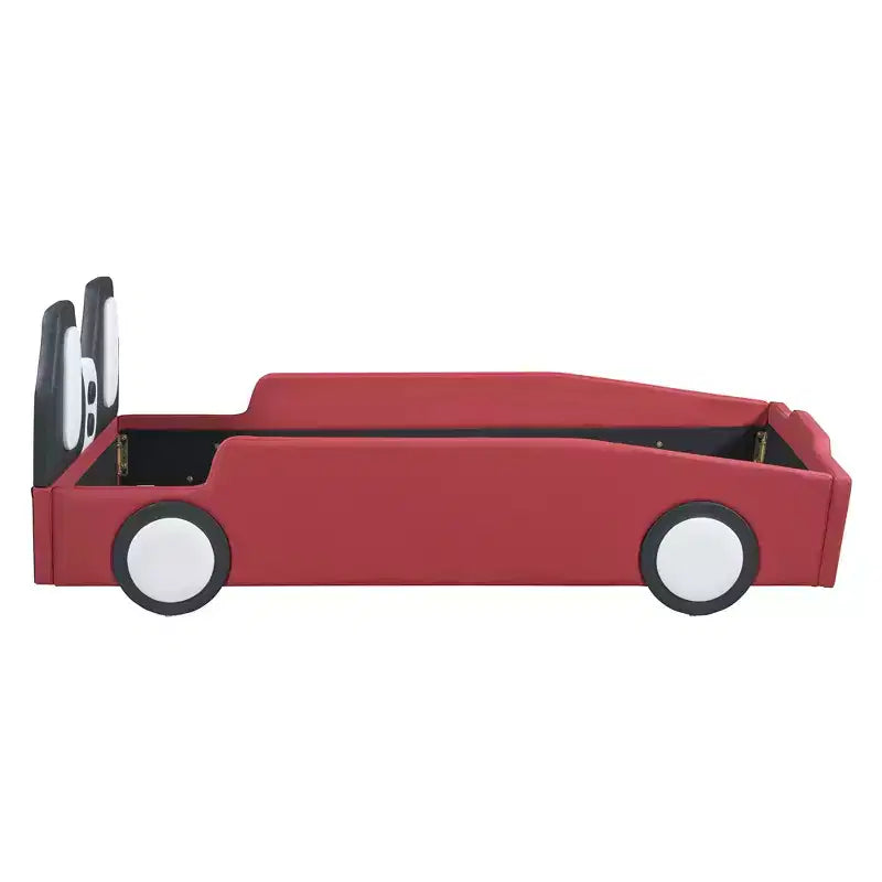 Lit plateforme moderne pour jumeaux en forme de voiture de course avec roues