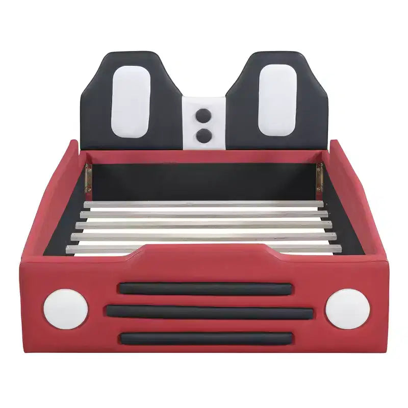 Lit plateforme moderne pour jumeaux en forme de voiture de course avec roues