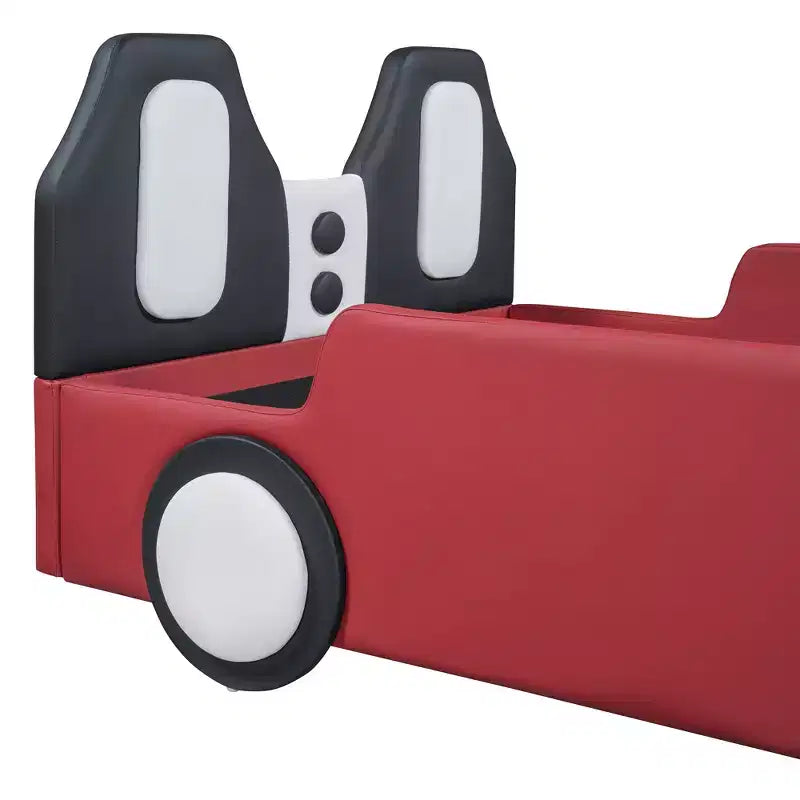 Lit plateforme moderne pour jumeaux en forme de voiture de course avec roues
