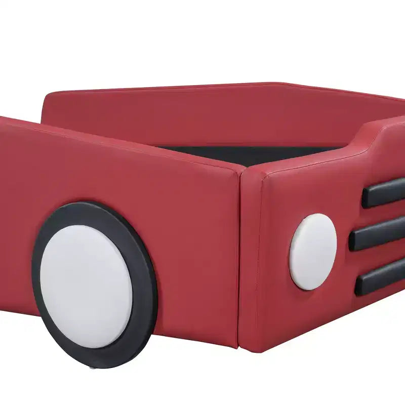 Lit plateforme moderne pour jumeaux en forme de voiture de course avec roues