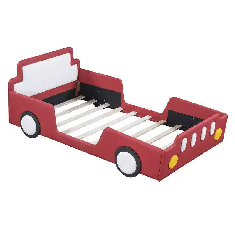 Lit plateforme moderne pour jumeaux en forme de voiture de course avec roues