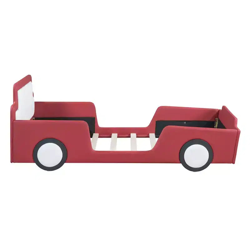 Lit plateforme moderne pour jumeaux en forme de voiture de course avec roues