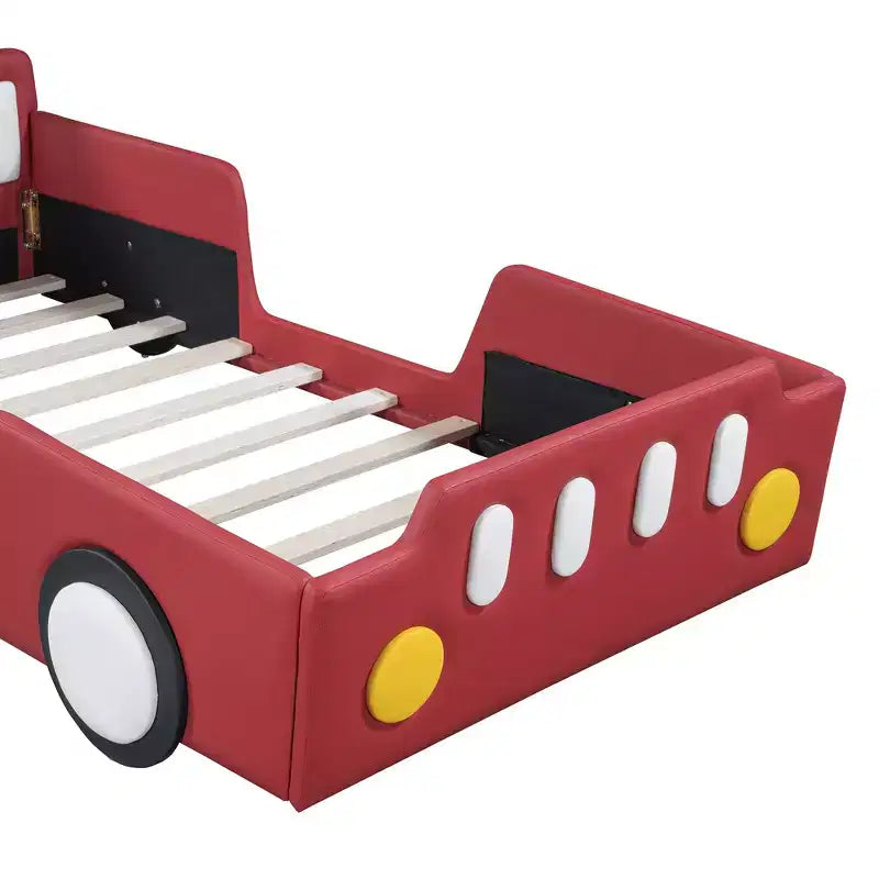 Lit plateforme moderne pour jumeaux en forme de voiture de course avec roues