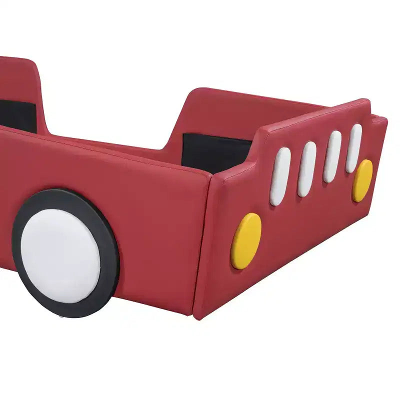 Lit plateforme moderne pour jumeaux en forme de voiture de course avec roues