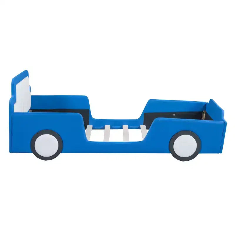Lit plateforme moderne pour jumeaux en forme de voiture de course avec roues