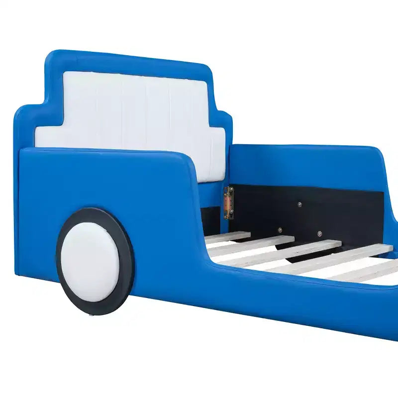Lit plateforme moderne pour jumeaux en forme de voiture de course avec roues