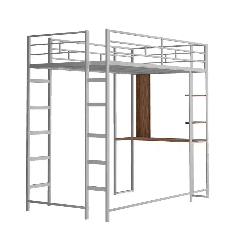 Lit mezzanine en métal de taille double Whisen 42,1 po L x 79,5 po l avec bureau intégré, étagère et échelle, cadre en métal robuste