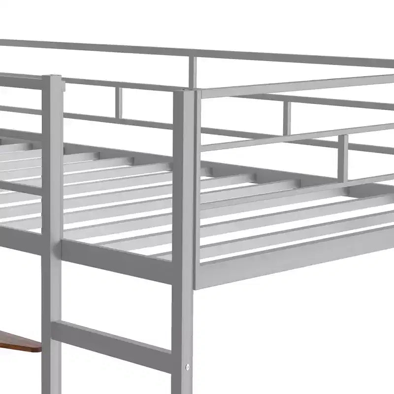 Lit mezzanine en métal de taille double Whisen 42,1 po L x 79,5 po l avec bureau intégré, étagère et échelle, cadre en métal robuste