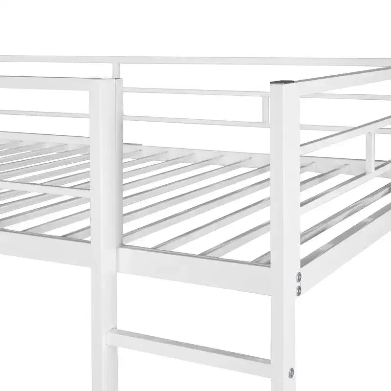 Lit mezzanine en métal de taille double Whisen 42,1 po L x 79,5 po l avec bureau intégré, étagère et échelle, cadre en métal robuste