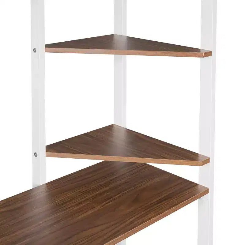 Lit mezzanine en métal de taille double Whisen 42,1 po L x 79,5 po l avec bureau intégré, étagère et échelle, cadre en métal robuste