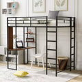 Whisen 42.1'' W x 79.5'' L Twin Size Metal Loft Bed with Built-in Desk, Shelf and Ladder, Strong Metal Frame