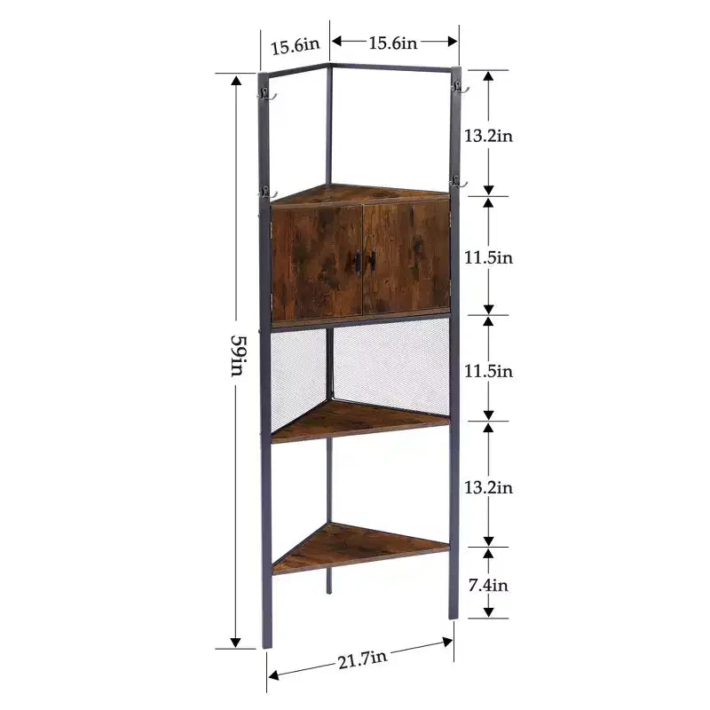 Étagère de Rangement, Étagère Haute avec Étagères Triangulaires en Bois, Bibliothèque pour Petit Espace, Marron