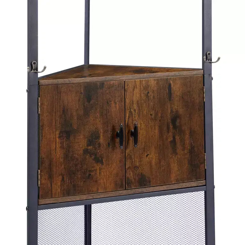 Étagère de Rangement, Étagère Haute avec Étagères Triangulaires en Bois, Bibliothèque pour Petit Espace, Marron