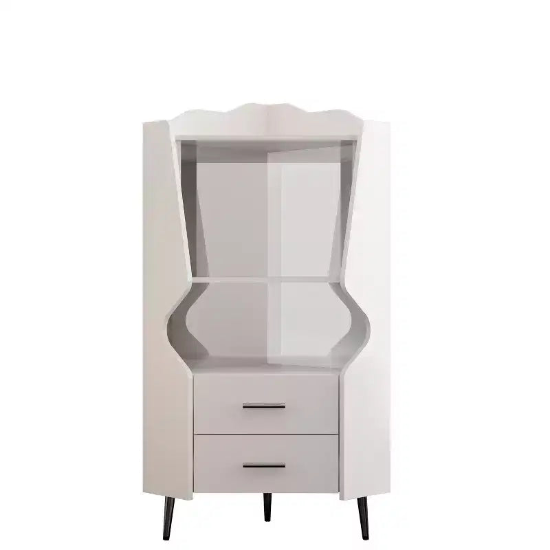Meuble d'angle bar moderne avec étagères et tiroirs, pour salle à manger ou salon, armoire blanche