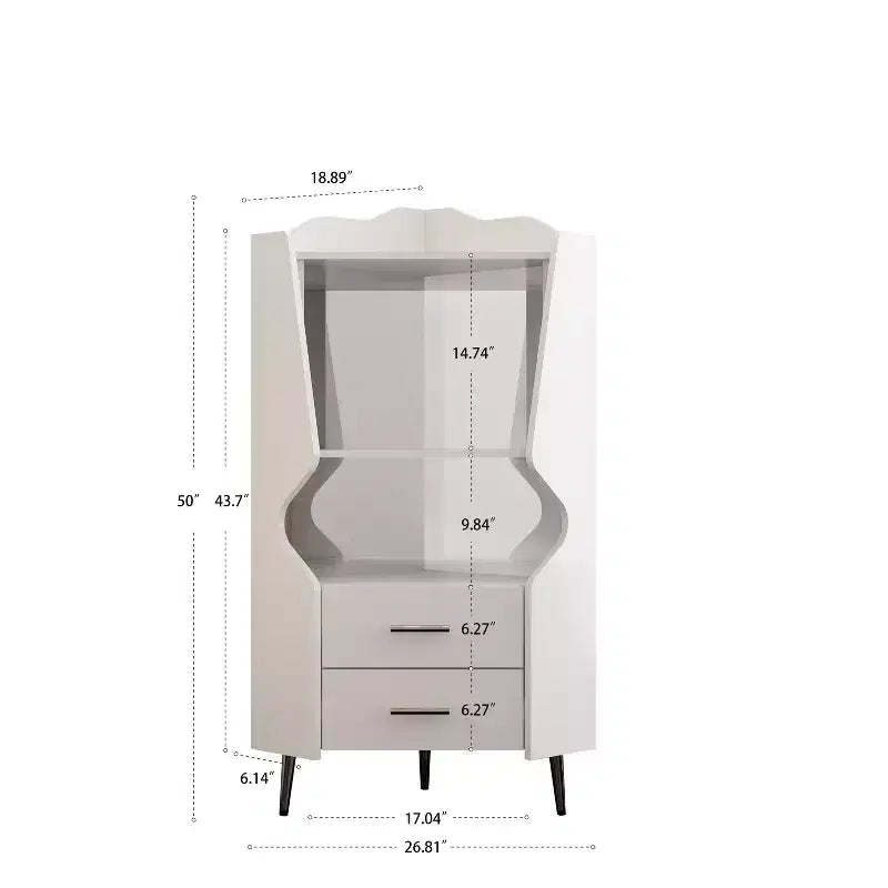 Meuble d'angle bar moderne avec étagères et tiroirs, pour salle à manger ou salon, armoire blanche