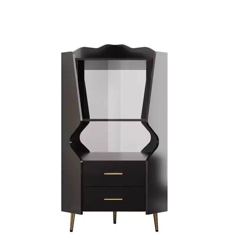 Meuble d'angle bar moderne avec étagères et tiroirs, pour salle à manger ou salon, placard noir