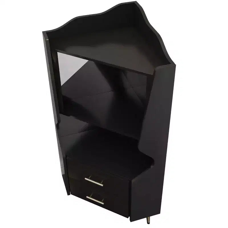 Meuble d'angle bar moderne avec étagères et tiroirs, pour salle à manger ou salon, placard noir