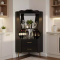 Meuble d'angle bar moderne avec étagères et tiroirs, pour salle à manger ou salon, placard noir