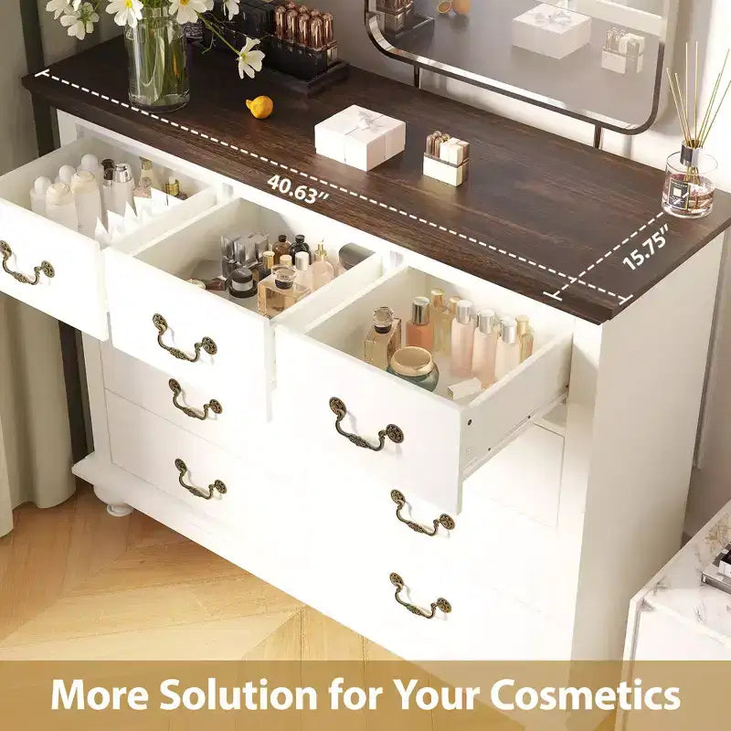 Une coiffeuse et un meuble de rangement adaptés aux chambres à coucher, aux salons et aux couloirs