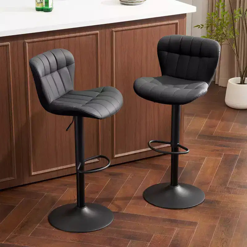 Tabourets de bar pivotants modernes avec dossier, Chaises de salle à manger en similicuir rembourrées et réglables en hauteur pour îlot de cuisine