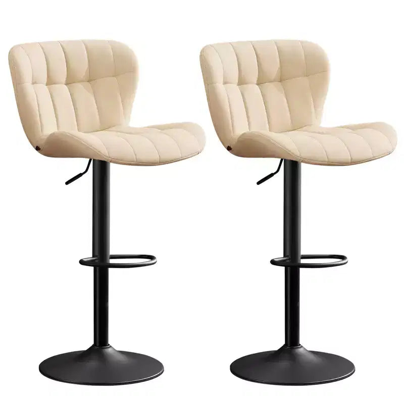 Furniliving Modern Swivel Barstools with Back, Set of 2, Faux Leather Upholstered Height-adjustable for Kitchen Island