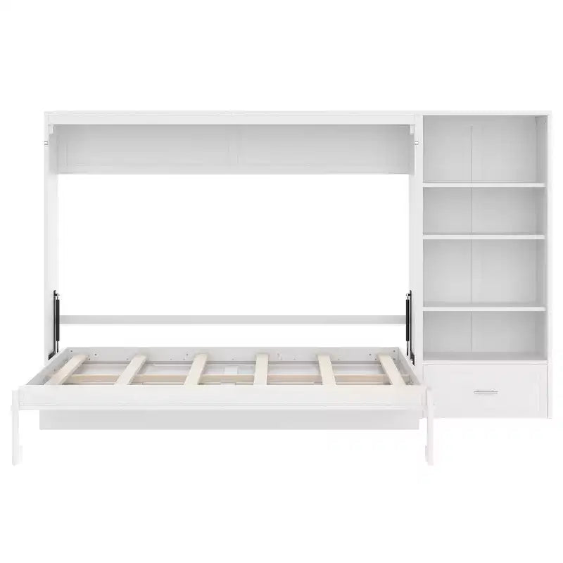 Lit plateforme pliable Queen size et lit escamotable avec compartiments de rangement à hauteur réglable