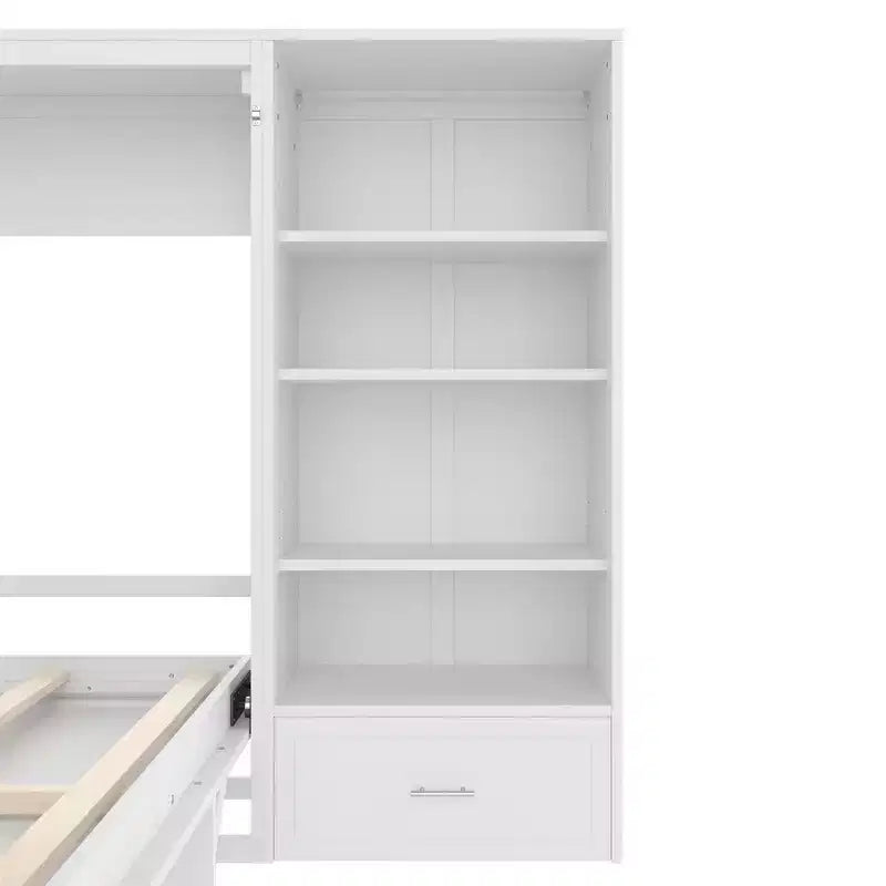 Lit plateforme pliable Queen size et lit escamotable avec compartiments de rangement à hauteur réglable