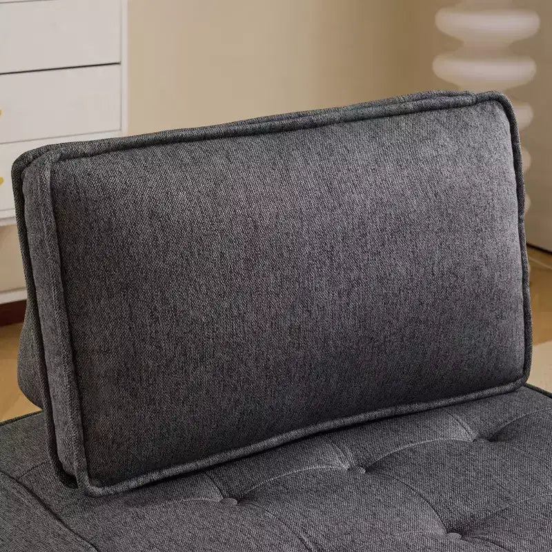 Canapé modulaire en lin gris foncé et bois, taille personnalisable pour petits espaces et tout style de décoration