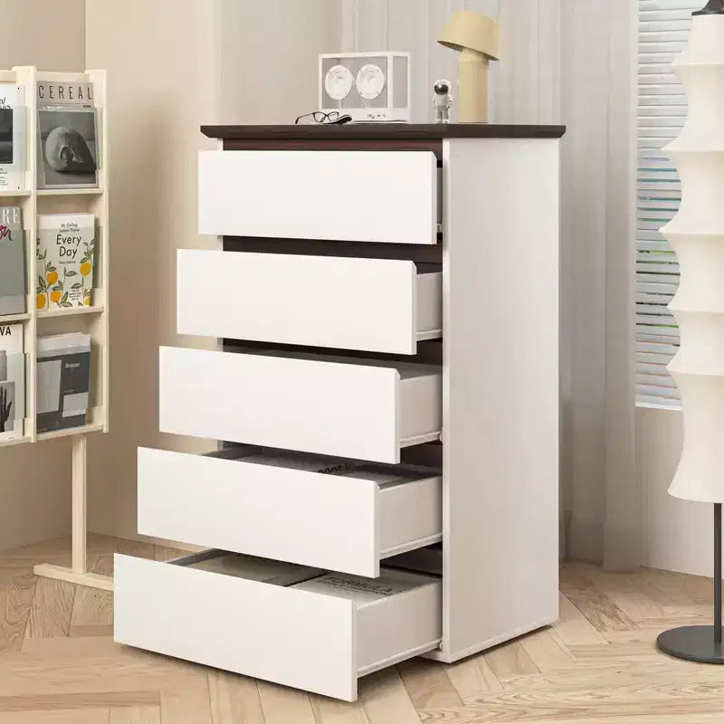 Commode de rangement moderne en bois avec 5 tiroirs
