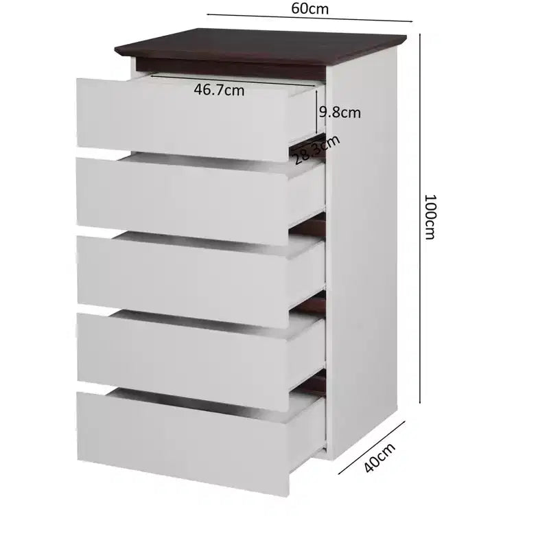 Commode de rangement moderne en bois avec 5 tiroirs