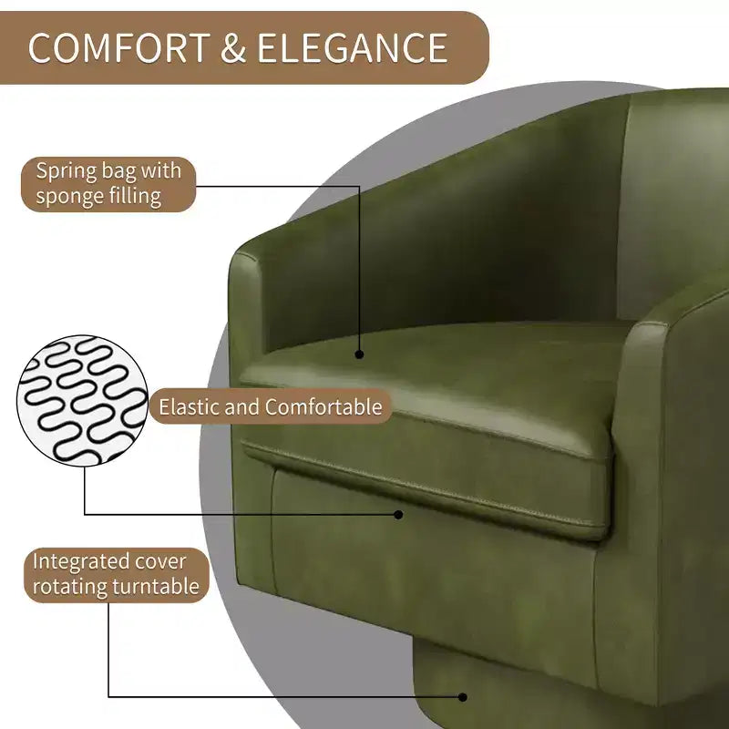 Fauteuil pivotant confortable pour le salon, rembourrage en mousse indéformable, fauteuil pivotant simple pour chambre à coucher, salon, bureau