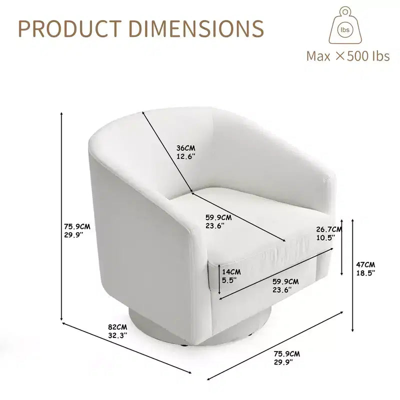 Fauteuil pivotant confortable pour le salon, rembourrage en mousse indéformable, fauteuil pivotant simple pour chambre à coucher, salon, bureau