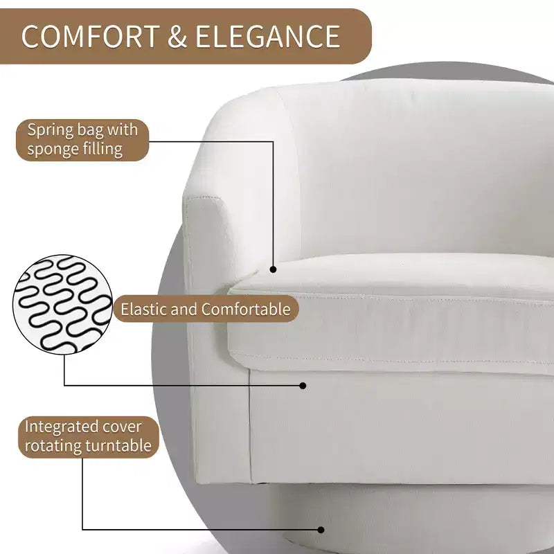 Fauteuil pivotant confortable pour le salon, rembourrage en mousse indéformable, fauteuil pivotant simple pour chambre à coucher, salon, bureau