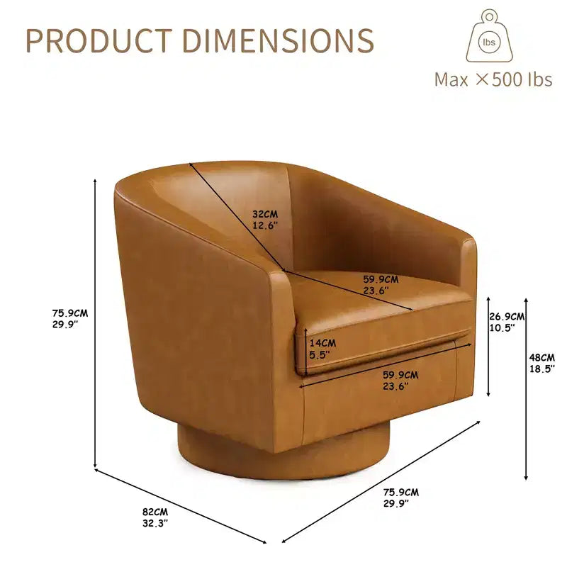 Fauteuil pivotant confortable pour le salon, rembourrage en mousse indéformable, fauteuil pivotant simple pour chambre à coucher, salon, bureau