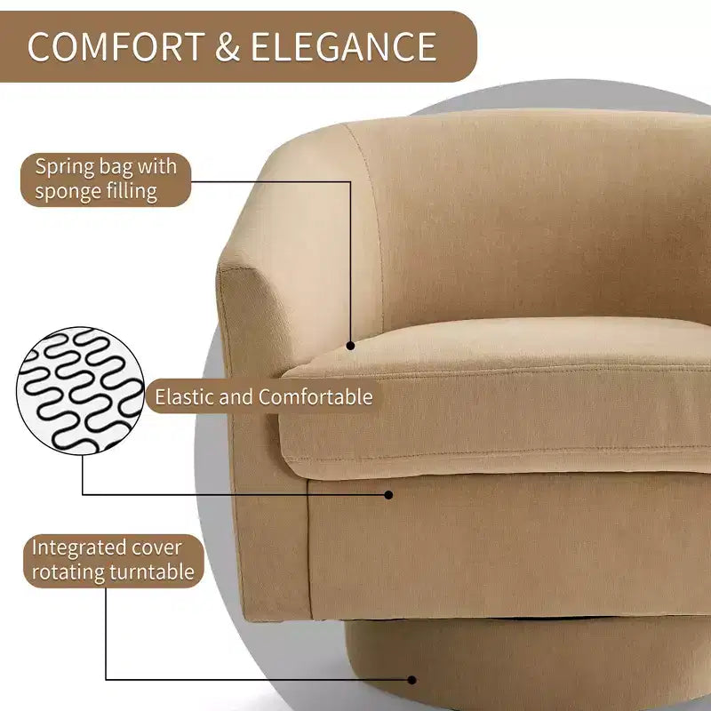 Fauteuil pivotant confortable pour le salon, rembourrage en mousse indéformable, fauteuil pivotant simple pour chambre à coucher, salon, bureau